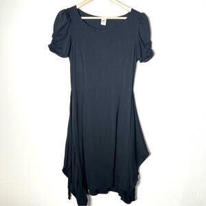 Peruvian Connection Asymmetrical Black Midi Dress size small S B129